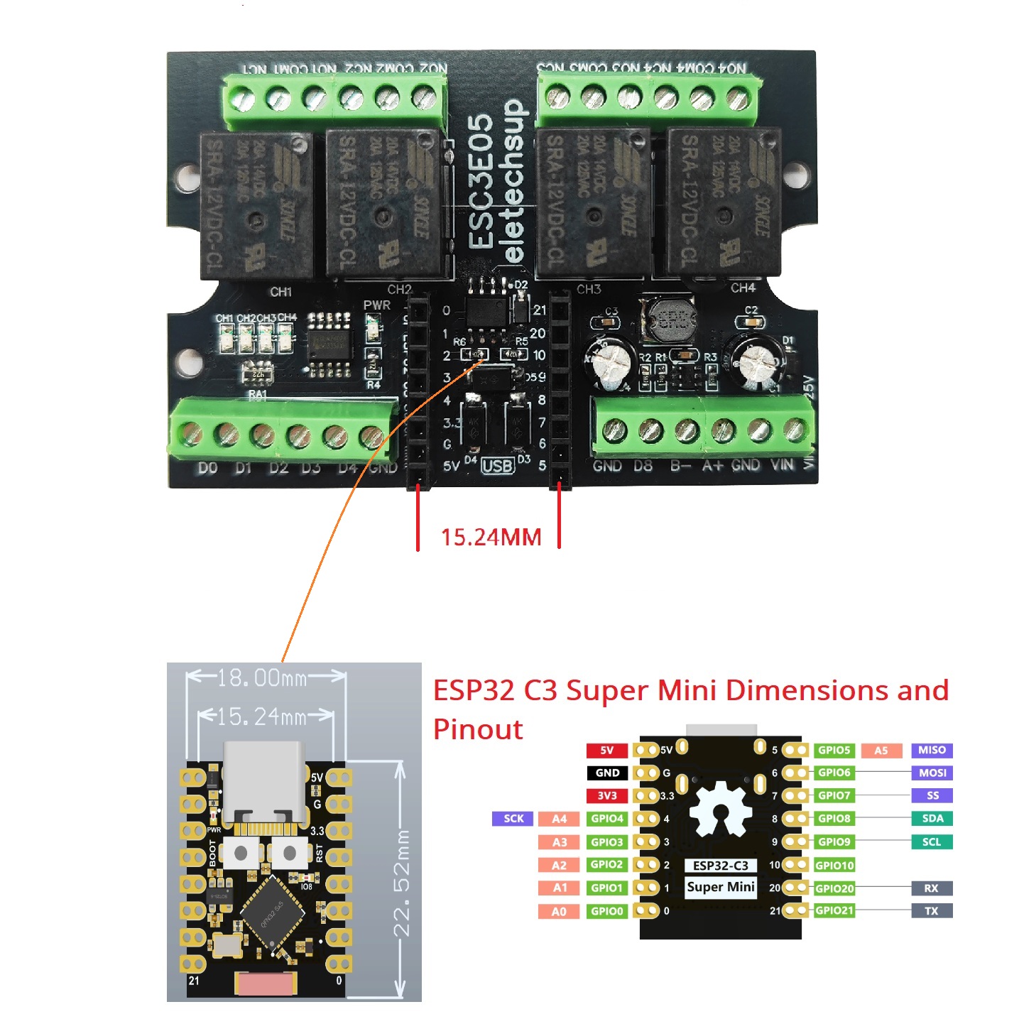 บอร์ดรีเลย์อุตสาหกรรม ESC3B04  - Espressif Esp32 บทวิจารณ์และราคา