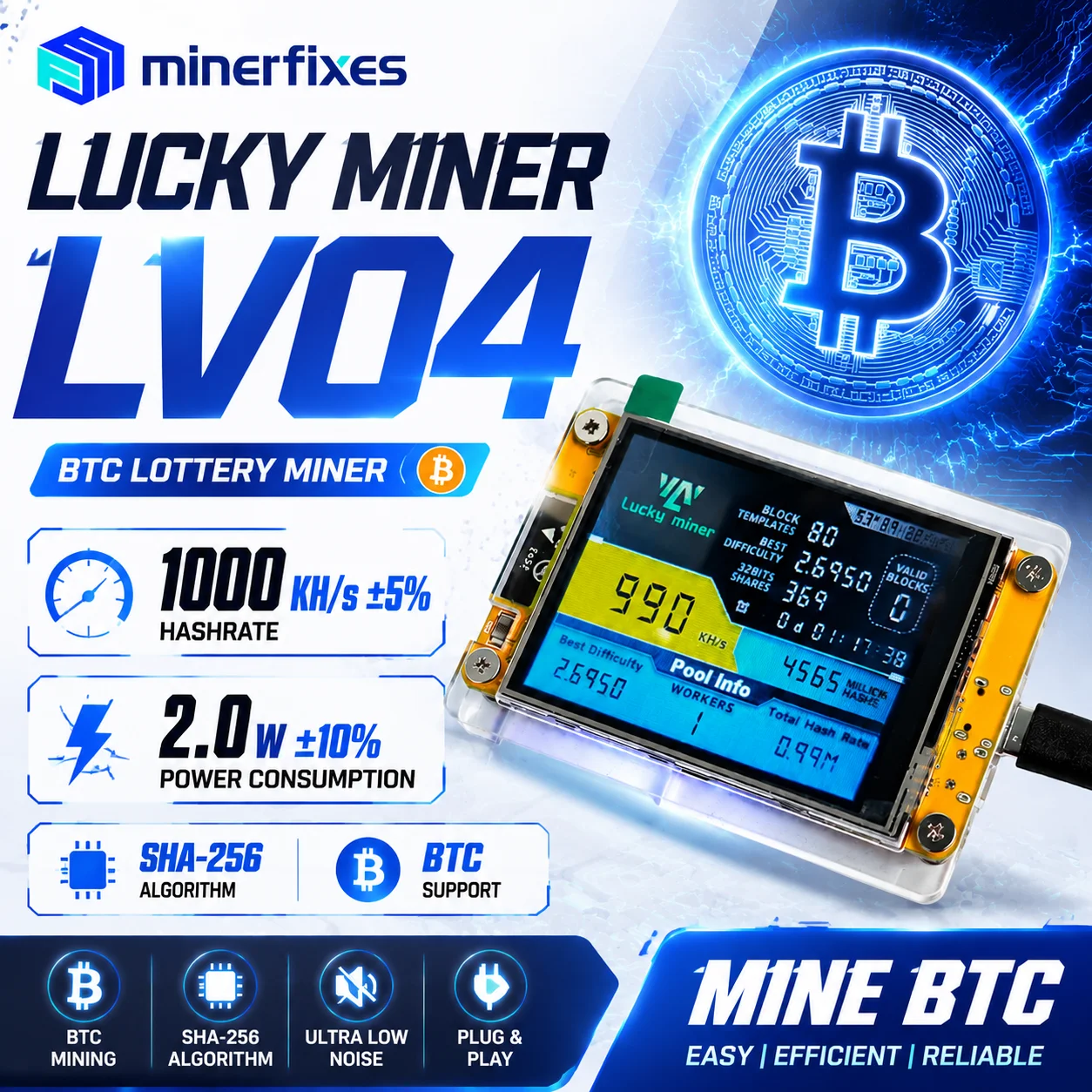 เครื่องขุดบิตคอยน์ Lucky Miner - Espressif Esp32 บทวิจารณ์และราคา
